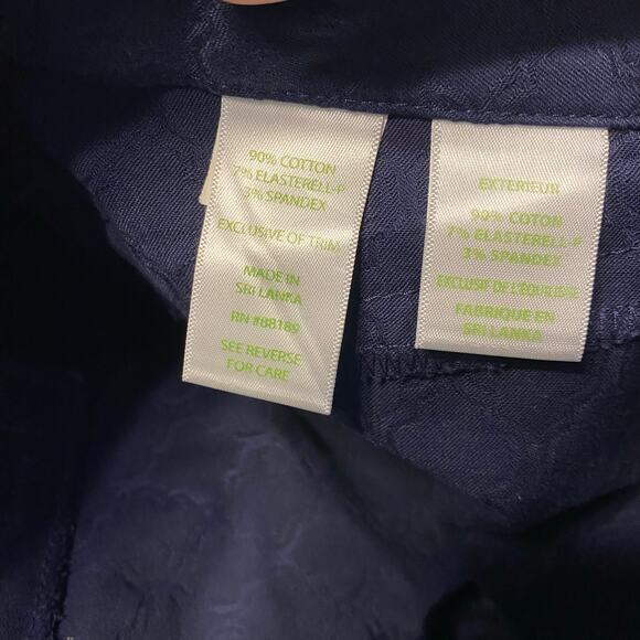 Lilly Pulitzer Navy Jacquard Slim Pants Size 0 Cotton Stretch Trellis Print - Picture 5 of 6